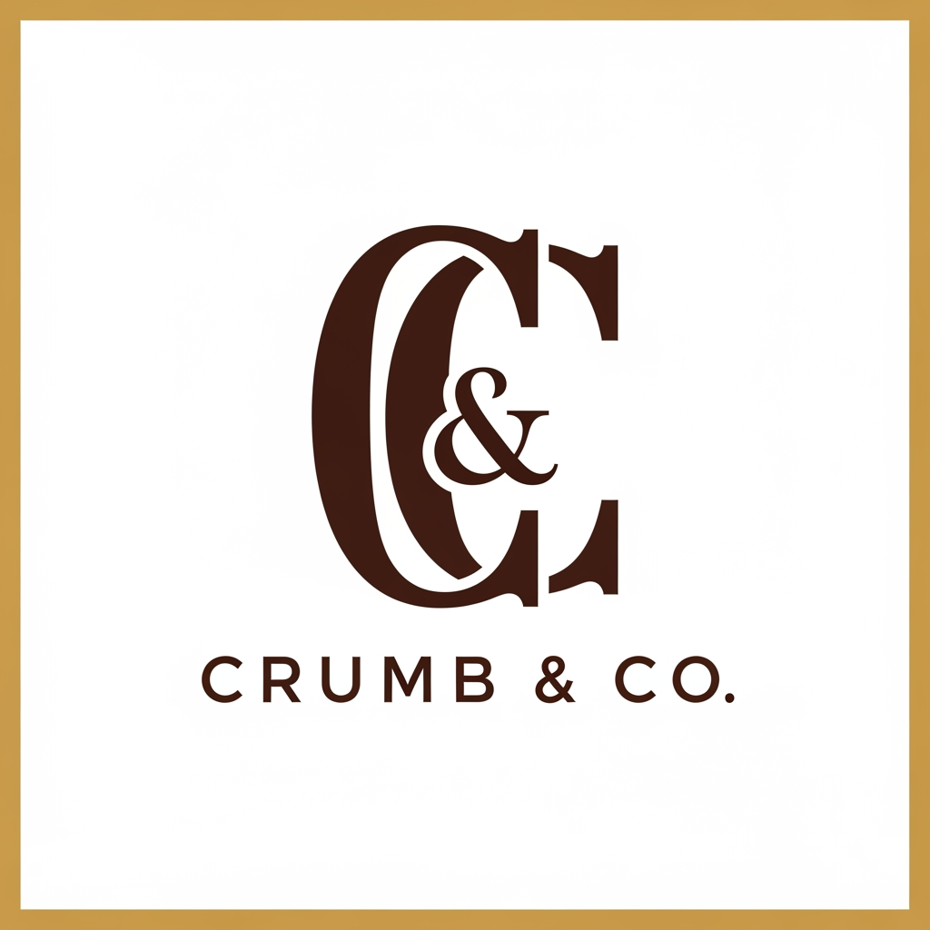 AI Design for make a unique monogram logo with 'Crumb & Co' for a luxury bakery shop with a bold font style