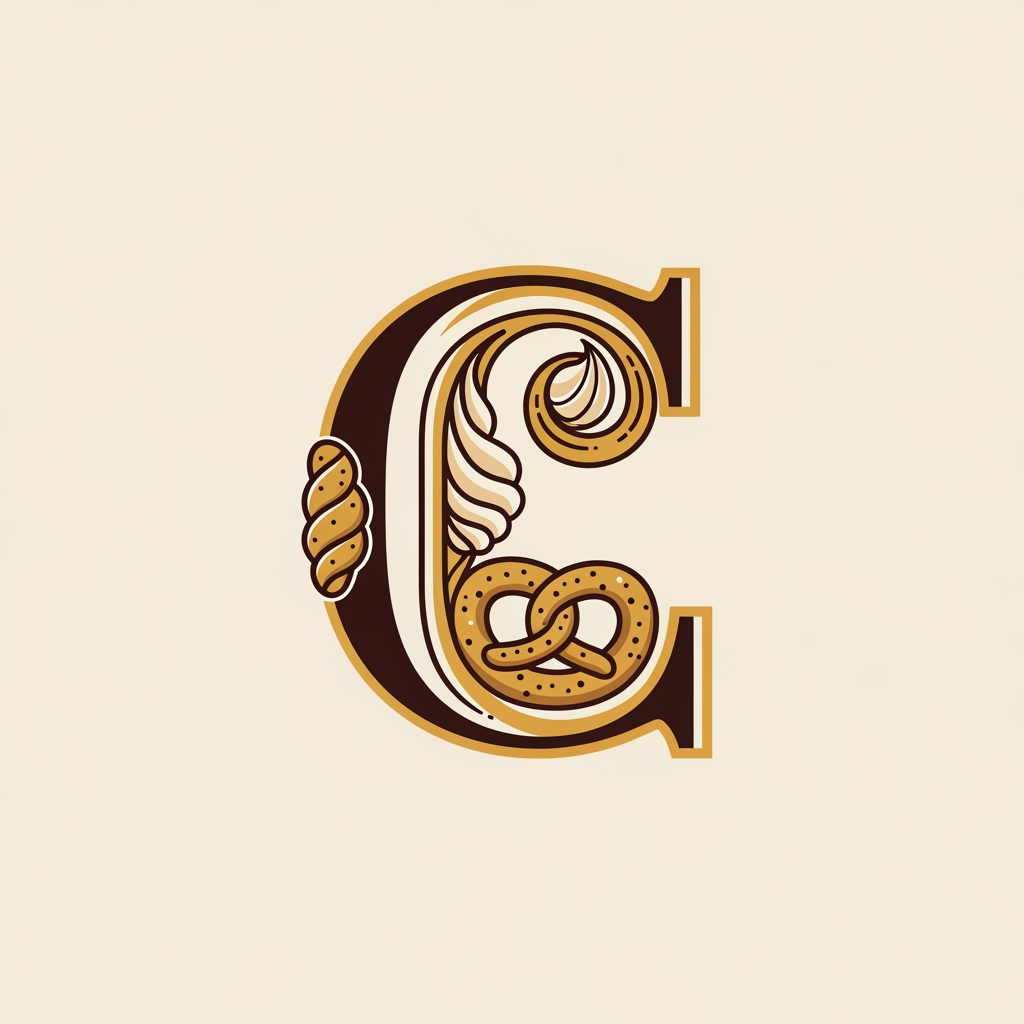 AI Design for make a unique monogram logo with 'C' for a luxury bakery shop with a bold font style