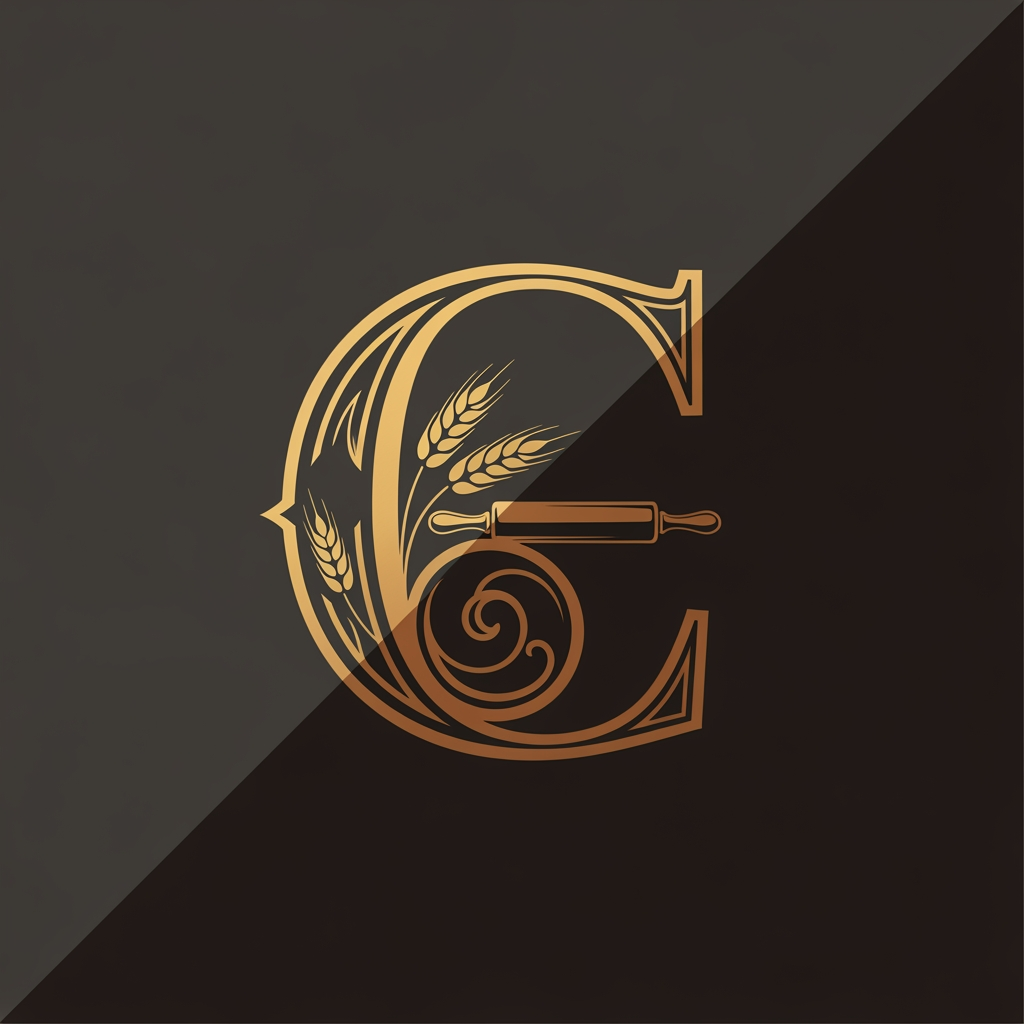 AI Design for make a unique monogram logo with 'C' for a luxury bakery shop with a bold font style