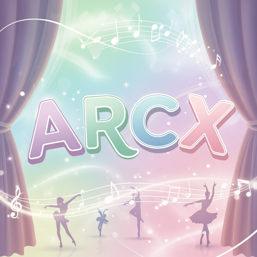 AI Design for my brand name is ARCX its realted to animation music dance drama ANd i want its in some pastel coulres