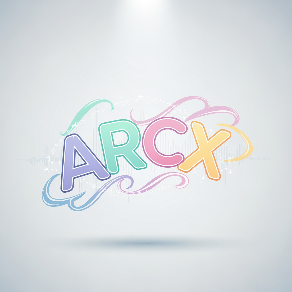 AI Design for my brand name is ARCX its realted to animation music dance drama ANd i want its in some pastel coulres