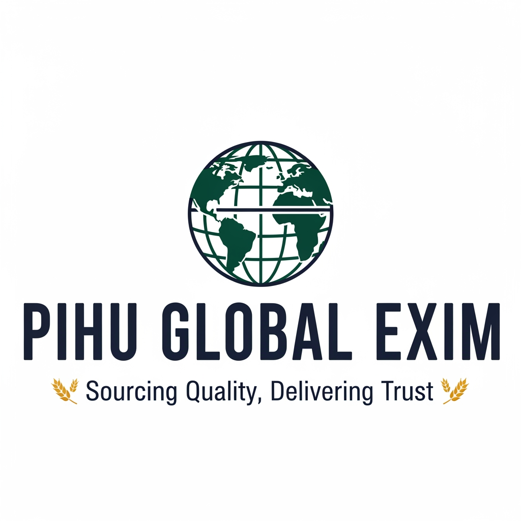 AI Design for 🌐 PIHU GLOBAL EXIM
─── 🌾 Sourcing Quality, Delivering Trust 🌾 ───
આ લોગોની ખાસિયતો:
PIHU GLOBAL EXIM: આ મુખ્ય નામ છે જેને તમારે હંમેશા બોલ્ડ અને થોડા મોટા અક્ષરોમાં રાખવાનું છે (શક્ય હોય તો ડાર્ક બ્લુ કે ગ્રીન કલરમાં).
🌐 (ગ્લોબ/પૃથ્વીનો ગોળો): આ ચિહ્ન દર્શાવે છે કે તમારો બિઝનેસ ઇન્ટરનેશનલ લેવલનો છે.
🌾 Sourcing Quality, Delivering Trust: આ તમારી કંપનીની ટેગલાઈન (સ્લોગન) છે. જેનો અર્થ થાય છે: "અમે ક્વોલિટી શોધીએ છીએ અને ભરોસો પહોંચાડીએ છીએ." આ વાંચીને વિદેશી બાયરને તમારા પર વિશ્વાસ બેસશે.
