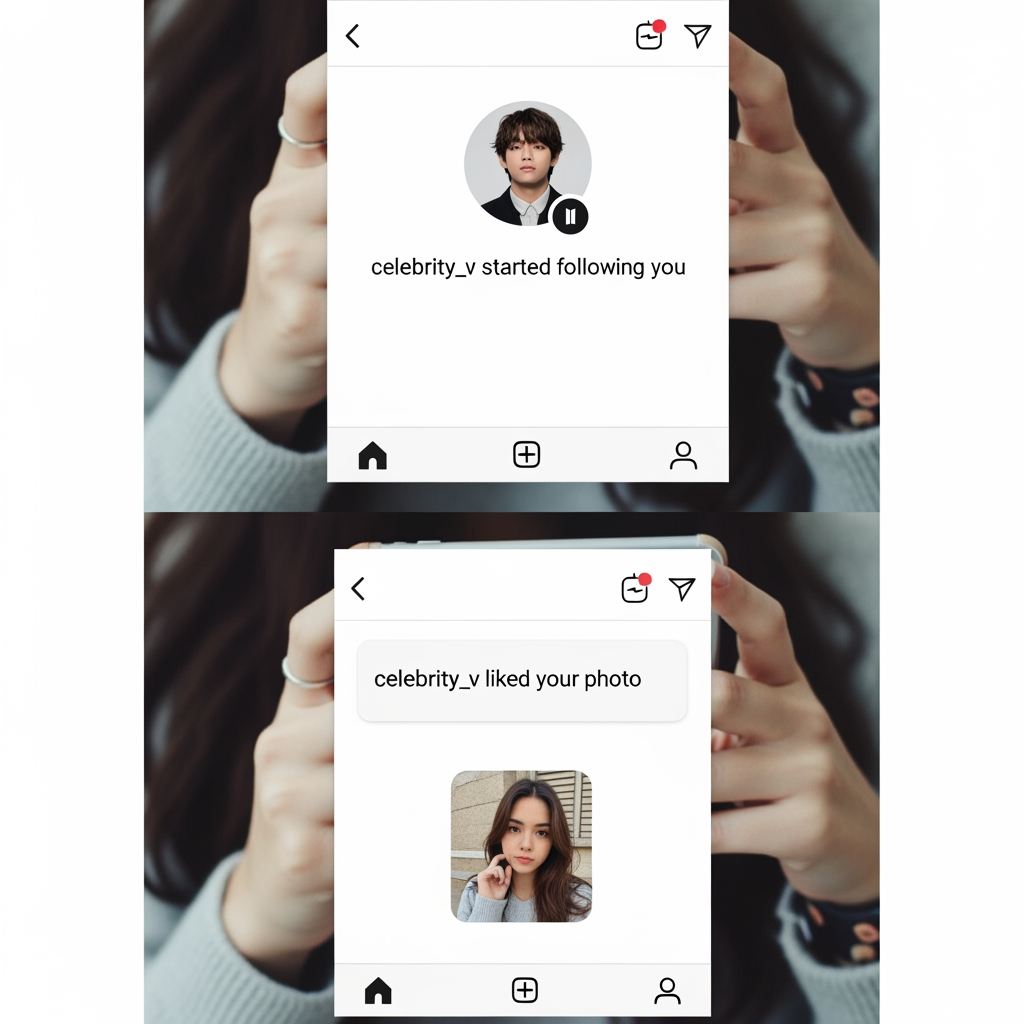 AI Design for create celeberity v followed me (girl) on instagram and liked my photo orginal