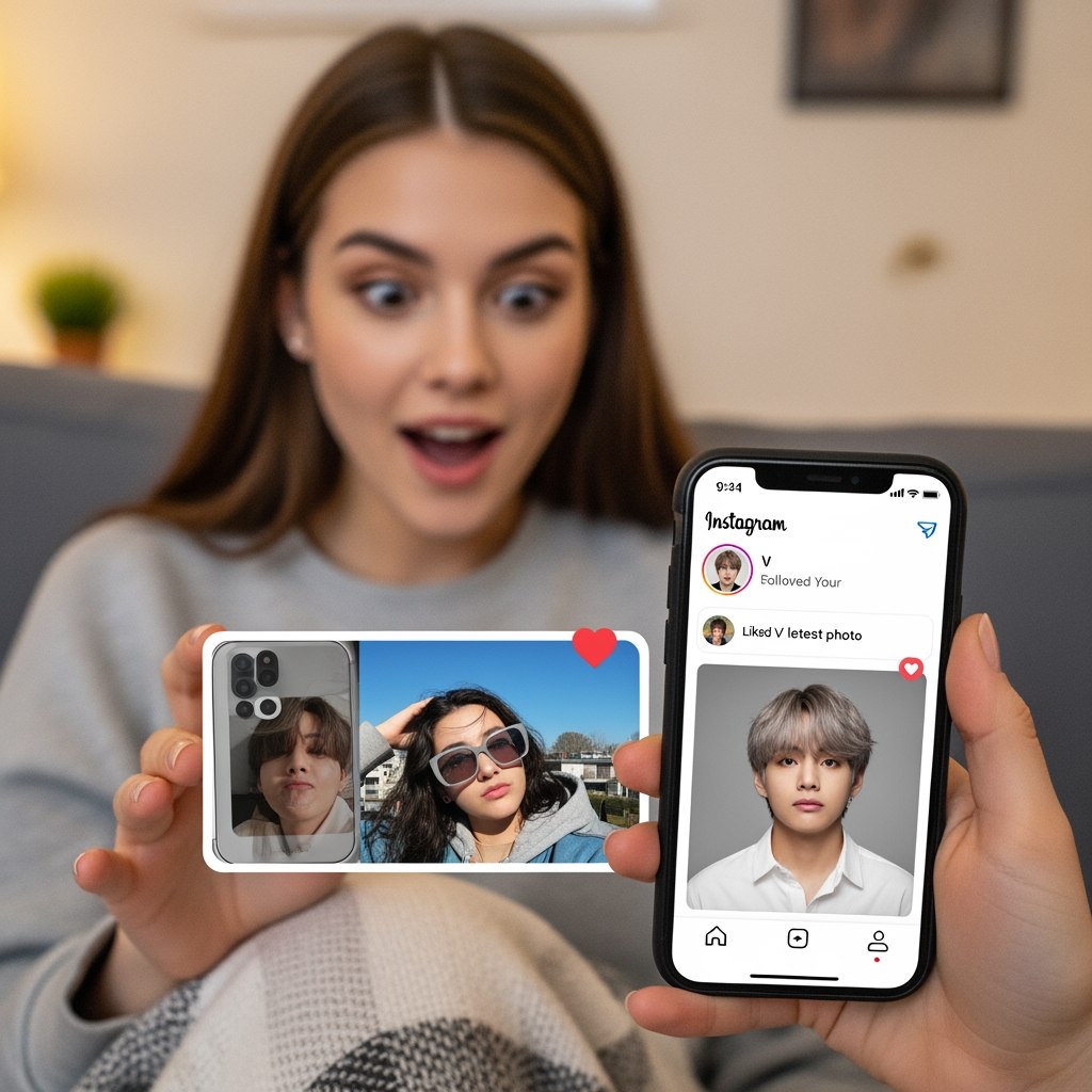AI Design for create celeberity v followed me (girl) on instagram and liked my photo
