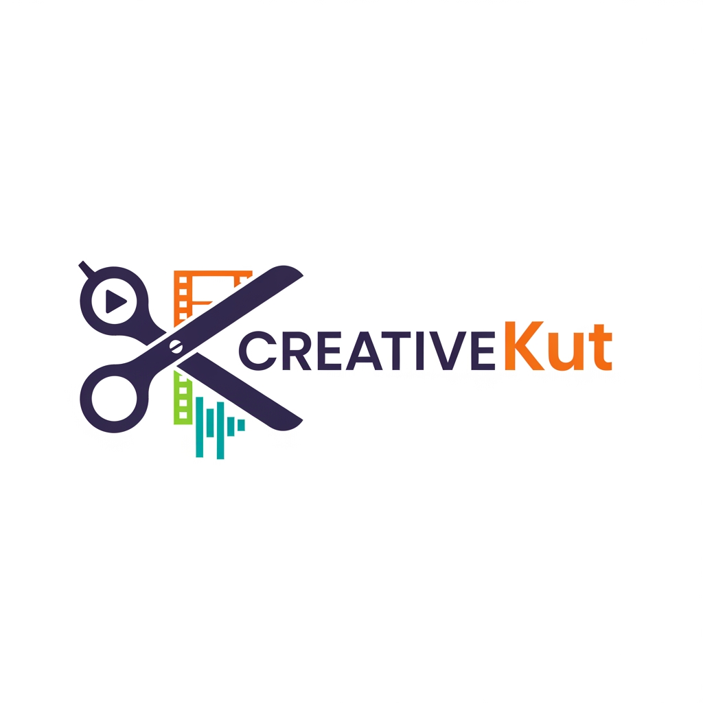 AI Design for i want to create a logo for my project "CreativeKut" i want your help to design it
i need the logo in more profeshnal way
as it is a editing app . i want the logo to represent it
make the logo like a sicesser and cutting and editing theme
