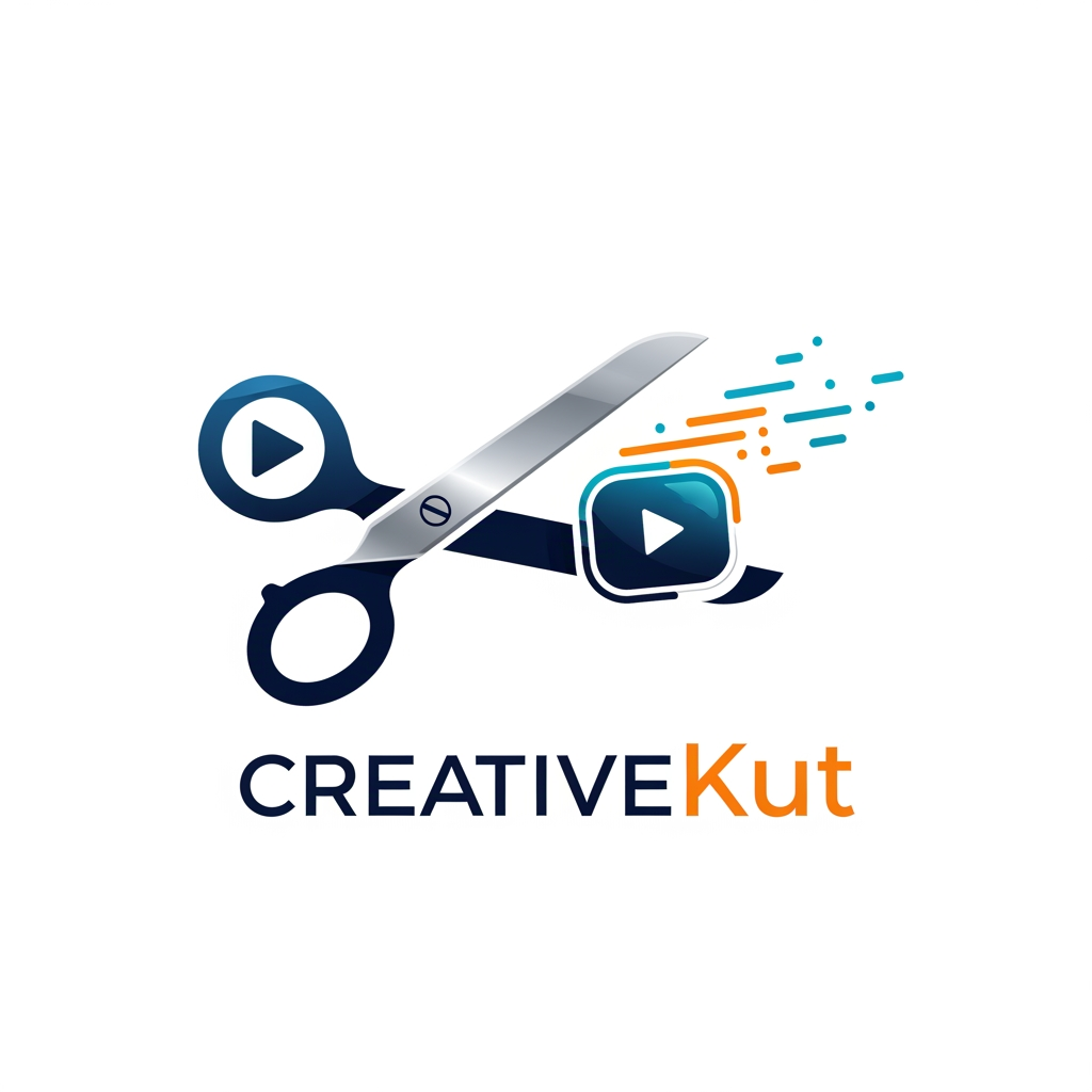 AI Design for i want to create a logo for my project "CreativeKut" i want your help to design it
i need the logo in more profeshnal way
as it is a editing app . i want the logo to represent it
make the logo like a sicesser and cutting and editing theme