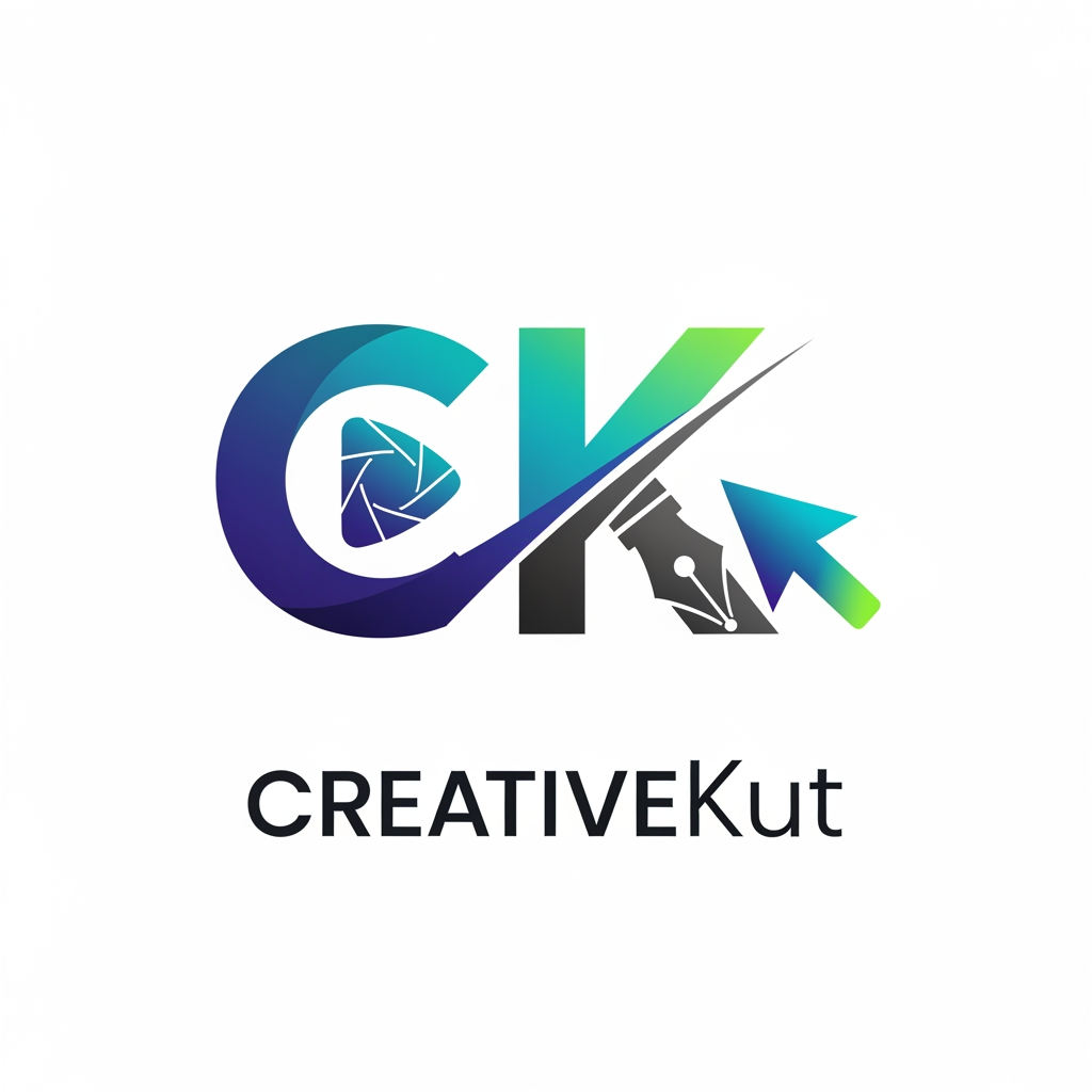 AI Design for i want to create a logo for my project "CreativeKut" i want your help to design it
i need the logo in more profeshnal way
as it is a editing app . i want the logo to represent it