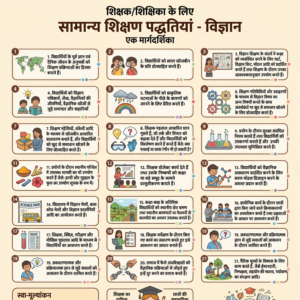 AI Design for make poster of this teaching practices in hindi with correct spelling in hindi make interactive and creative use kokila font and remove view detail
