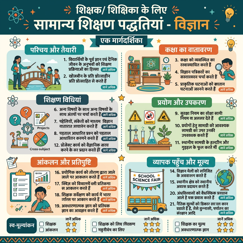 AI Design for make poster of this teaching practices in hindi with correct spelling in hindi make interactive and creative