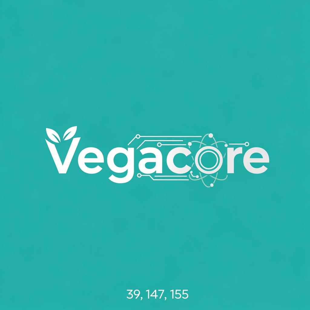 AI Design for i want vegacore logo background colour RGB 39,147,155 => Tip: Wide/horizontal logos (3:1 to 5:1 ratio) work best in app bars. Current ratio is 1.0:1.