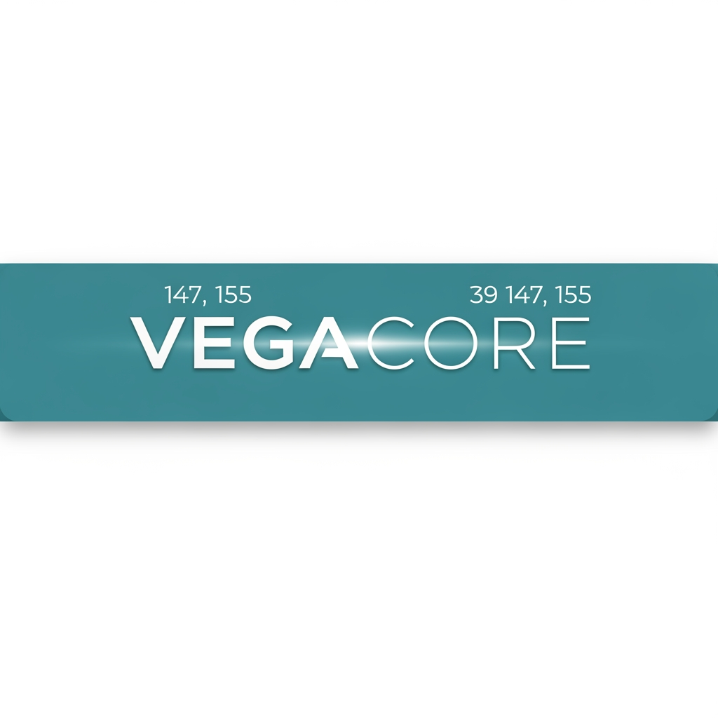 AI Design for i want vegacore logo background colour RGB 39,147,155 => Tip: Wide/horizontal logos (3:1 to 5:1 ratio) work best in app bars. Current ratio is 1.0:1.