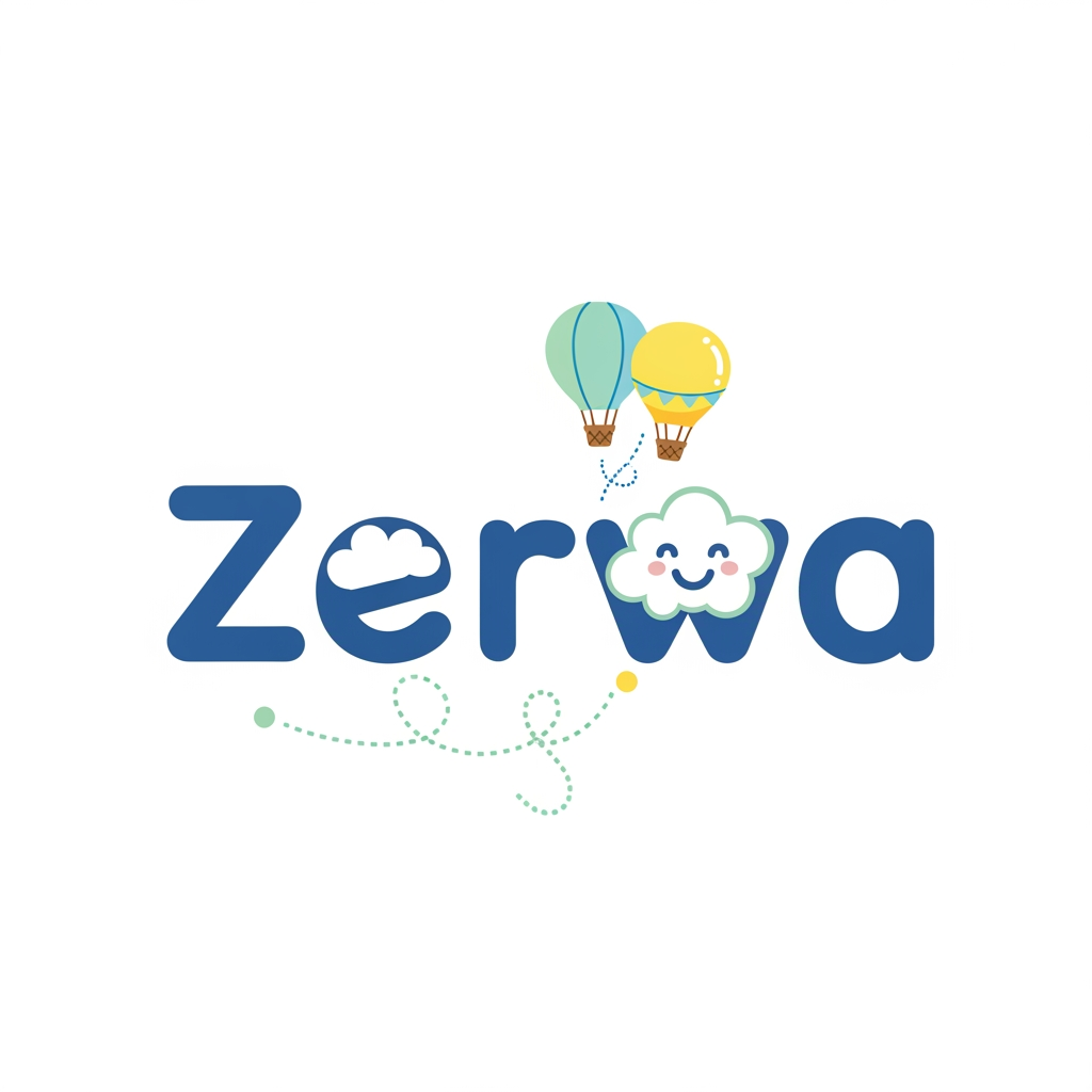 AI Design for my brand name zerwa. this is kids clothing brand, explore famouse kids brand na dgive me logo for my brand