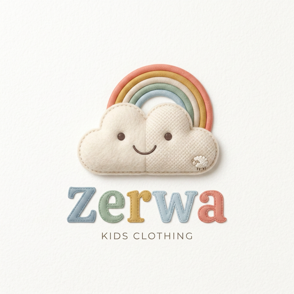 AI Design for my brand name zerwa. this is kids clothing brand, explore famouse kids brand na dgive me logo for my brand