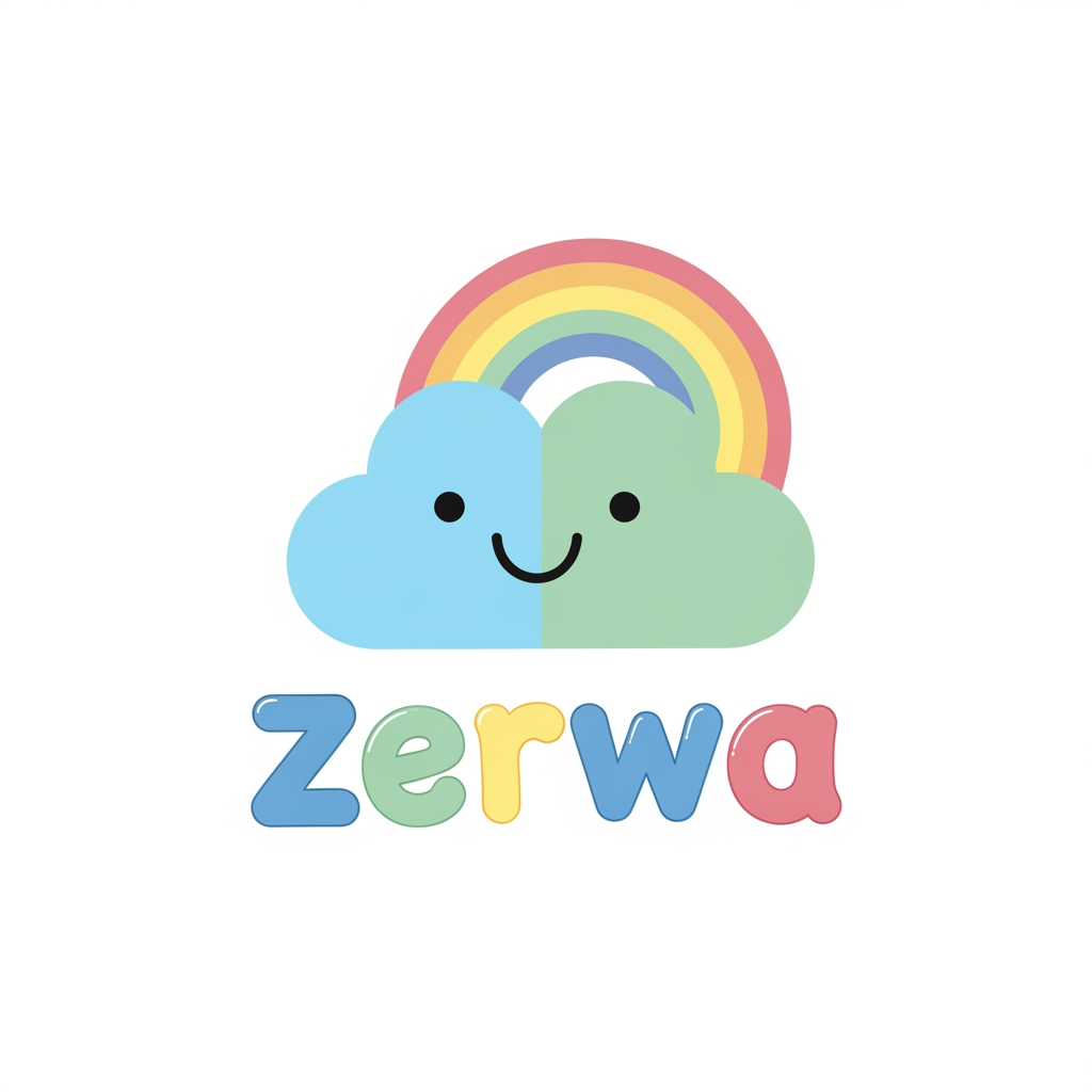 AI Design for my brand name zerwa. this is kids clothing brand, explore famouse kids brand na dgive me logo for my brand