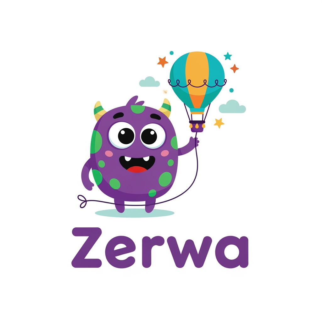 AI Design for my brand name zerwa. this is kids clothing brand, explore famouse kids brand na dgive me logo for my brand
