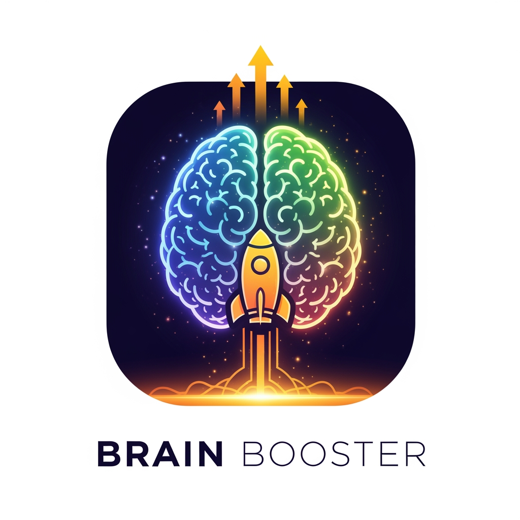 AI Design for make ai logo for app name brain boostershow human brain with booster make new atractive and uniquw user atractive to download.
