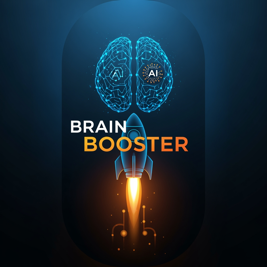 AI Design for make ai logo for app name brain boostershow human brain with booster