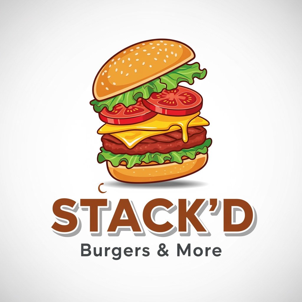 AI Design for by that i mean the logo i told you to make earlier for a burger restaurant name is STACK'D