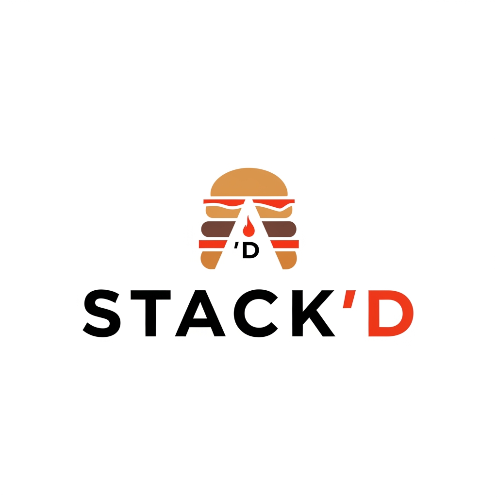 AI Design for by that i mean the logo i told you to make earlier for a burger restaurant name is STACK'D
