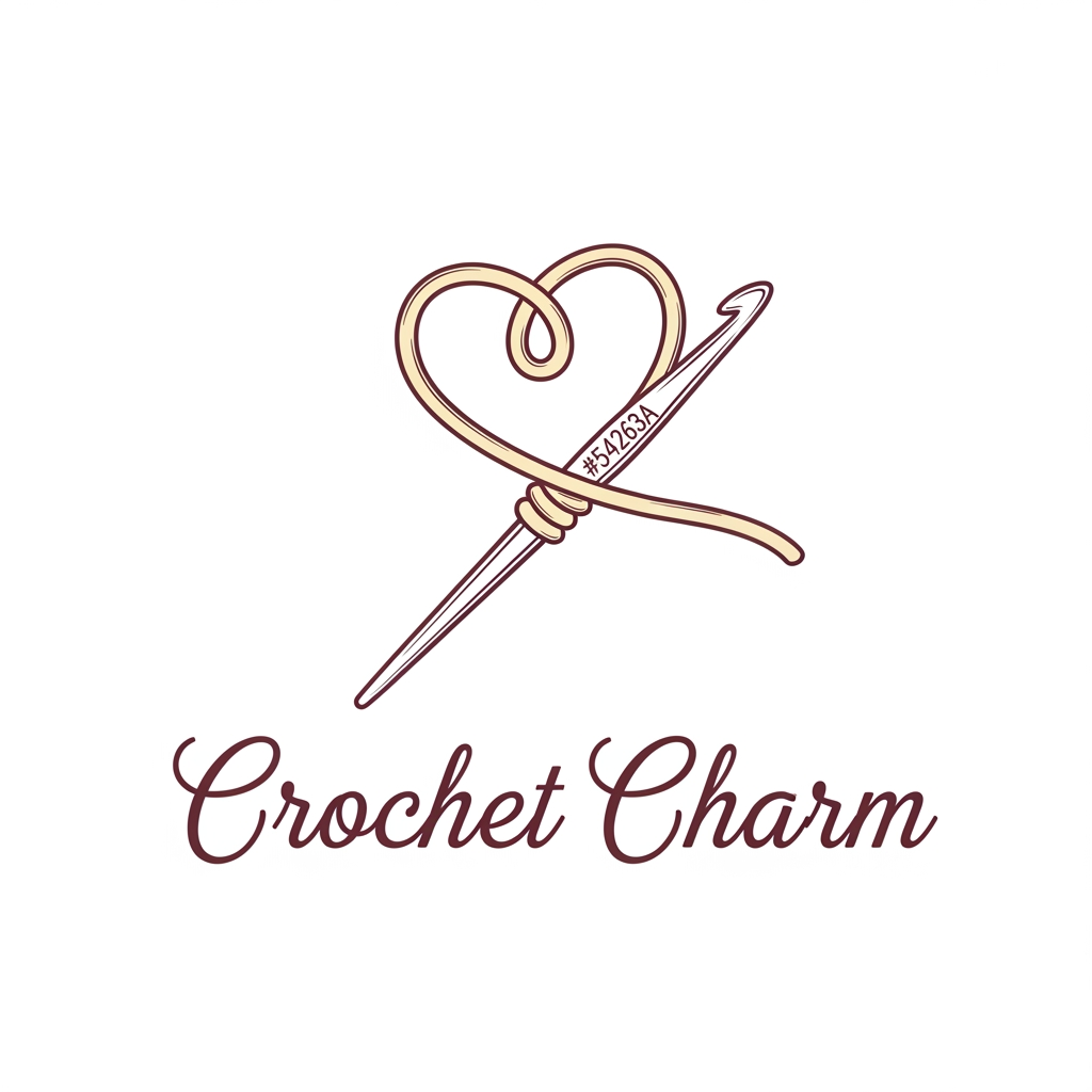 AI Design for create a unique and elegant style logo for a crochet brand name is crochet charm the color should be cream and #54263A