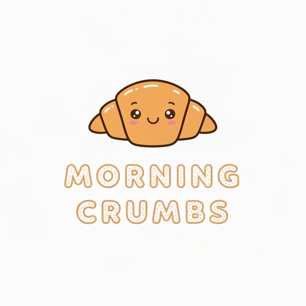 AI Design for create a logo for a cutesy and aesthetics bakery and it's name is MORNING CRUMBS and the colors are #fefef2  and  #929fc1