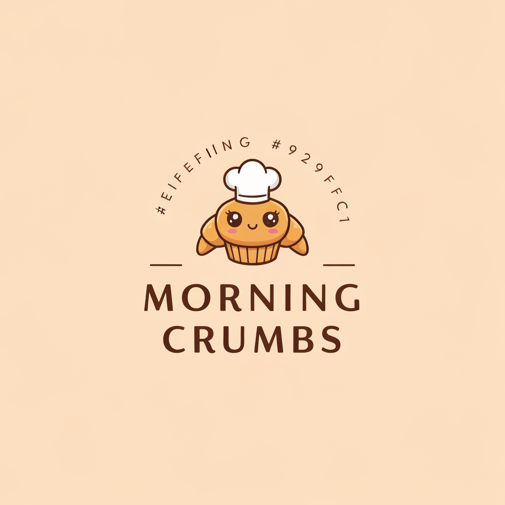 AI Design for create a logo for a cutesy and aesthetics bakery and it's name is MORNING CRUMBS and the colors are #fefef2  and  #929fc1