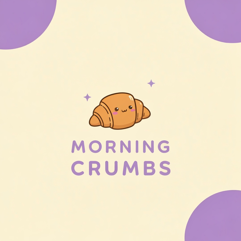 AI Design for create a logo for a cutesy and aesthetics bakery and it's name is MORNING CRUMBS and the colors are #fefef2  and  #929fc1 i want  a simple logo