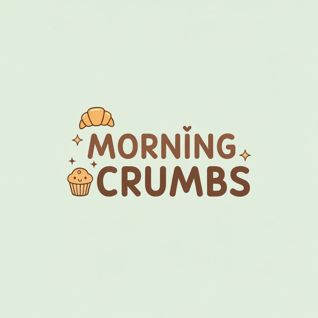 AI Design for create a logo for a cutesy and aesthetics bakery and it's name is MORNING CRUMBS and the colors are #fefef2  and  #929fc1 i want  a simple logo