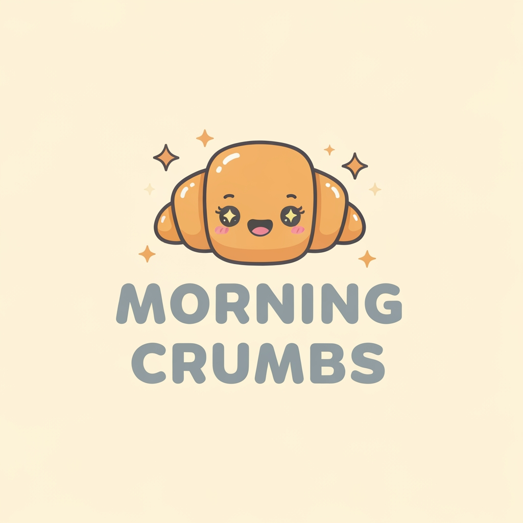 AI Design for create a logo for a cutesy and aesthetics bakery and it's name is MORNING CRUMBS and the colors are #fefef2  and  #929fc1