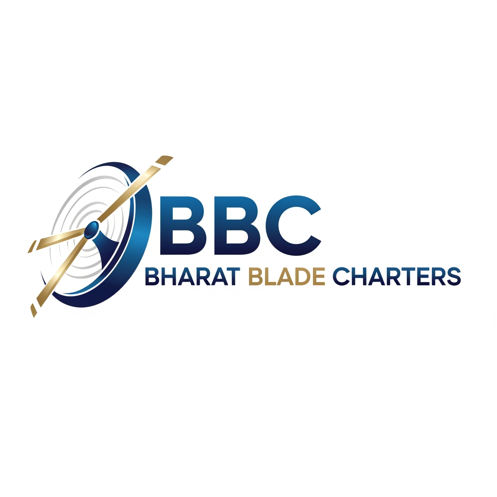 AI Design for create logo for BBC Bharat Blade Charters.. company of helicopter jet Blades so give me Best results looks professional