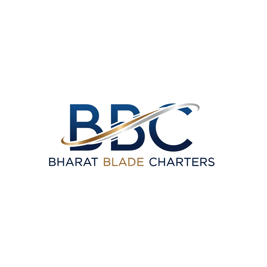 AI Design for i want only simple like BBC Bharat Blade Charters. & premium charter aviation identity in logo
