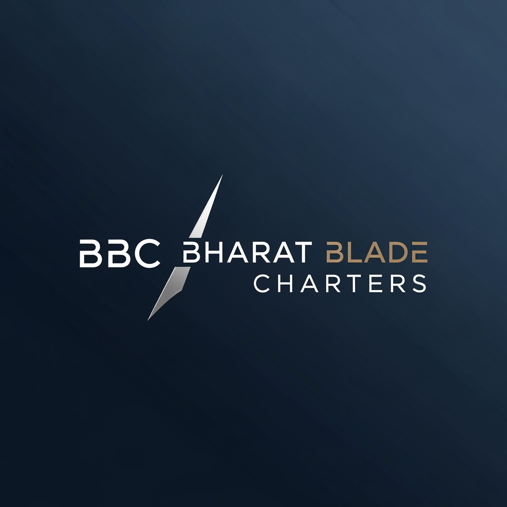 AI Design for i want only simple like BBC Bharat Blade Charters. & premium charter aviation identity in logo