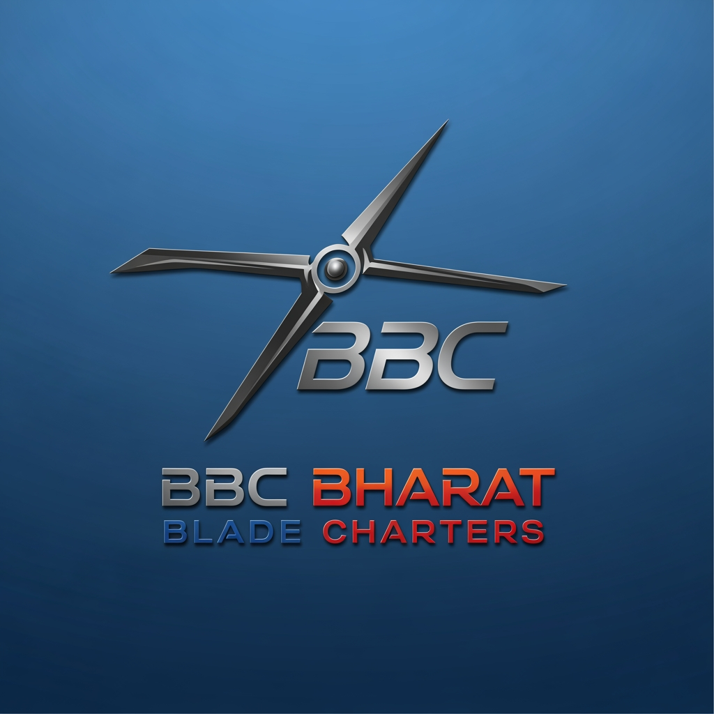 AI Design for create logo for BBC Bharat Blade Charters.. company of helicopter jet Blades so give me Best results looks professional