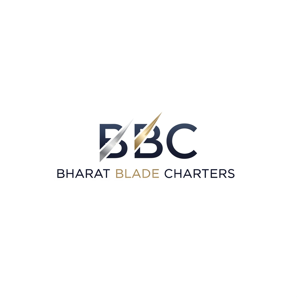 AI Design for i want only simple like BBC Bharat Blade Charters. & premium charter aviation identity in logo