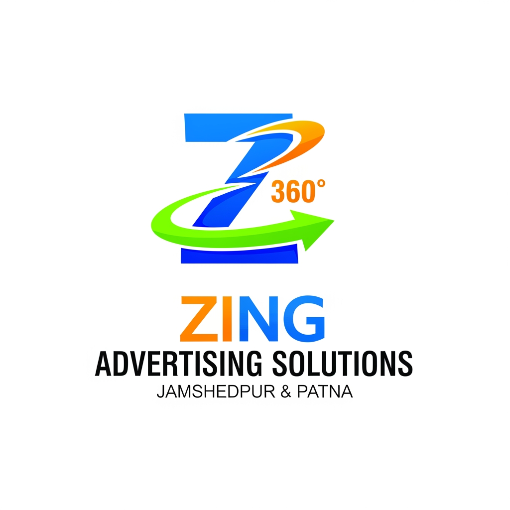 AI Design for log for Zing advertising solution, a complete 360 degree advertising solution company based on Jamshedpur and Patna.