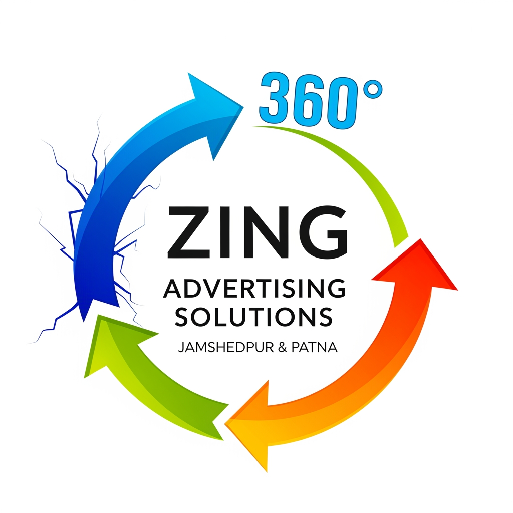 AI Design for log for Zing advertising solution, a complete 360 degree advertising solution company based on Jamshedpur and Patna.