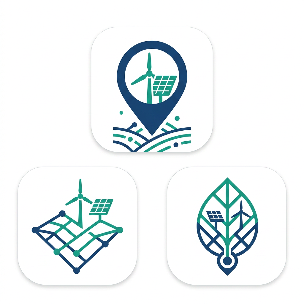 AI Design for Design a premium, modern logo for a mobile application called Land MIS (Land Management Information System) developed for Hinduja Renewables.
Create a symbol-only logo with absolutely no text, letters, initials, or typography.
The logo should represent the intersection of:
* Land management and land intelligence
* Renewable energy infrastructure
* Sustainability and environmental stewardship
* Geographic location and field operations
* Digital transformation and enterprise technology
Use the attached Hinduja Renewables brand reference as inspiration for the visual language, style, and overall feel, but do not copy the existing logo. The final design should feel like a natural extension of the Hinduja Renewables ecosystem.
Incorporate subtle and intelligently integrated visual elements such as:
* Agricultural land contours or parcel boundaries
* A location/map pin
* Renewable energy motifs (wind turbine, solar panel, or clean energy elements)
* Abstract leaf or sustainability forms
* Digital/grid patterns suggesting data and monitoring
Design Requirements:
* Mobile app icon first approach
* Simple, iconic, and instantly recognizable
* Clean geometric forms with minimal detail
* Strong silhouette that remains clear at small sizes
* Flat vector style suitable for Android and iOS applications
* Balanced composition within a rounded-square app icon format
* Corporate, trustworthy, and enterprise-grade aesthetic
* Avoid generic clip-art appearance
* Avoid excessive gradients, shadows, or 3D effects
Color Palette (strictly use only these brand colors):
* Deep Blue: #19437A
* Teal Green: #18A68A
Use white or transparent negative space where necessary, but do not introduce additional colors.
Output:
Generate 3 distinct logo concepts showing different creative approaches while maintaining the same brand identity. Present them as high-quality vector-style app icon designs with transparent backgrounds and no accompanying text.