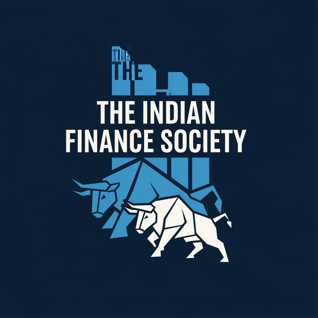 AI Design for create me a corporate blue logo fro "The Indian Finance Society" following a neo brutalist style.