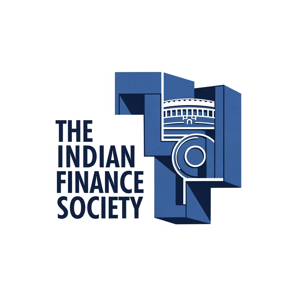 AI Design for create me a corporate blue logo fro "The Indian Finance Society" following a neo brutalist style.