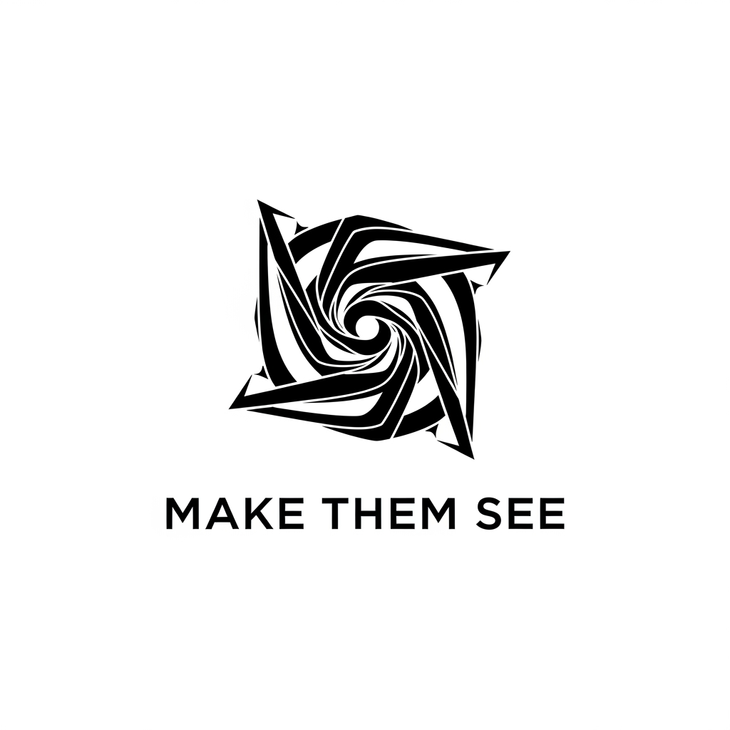 AI Design for Create a premium logo for MAKE THEM SEE.

Design a simple iconic symbol where geometric elements guide attention toward a central point.

Extremely minimal.
Modern luxury.
No photography icons.
No literal eye.
No initials.

Inspired by luxury brands, architecture firms, and creative studios.

Black and white vector logo.