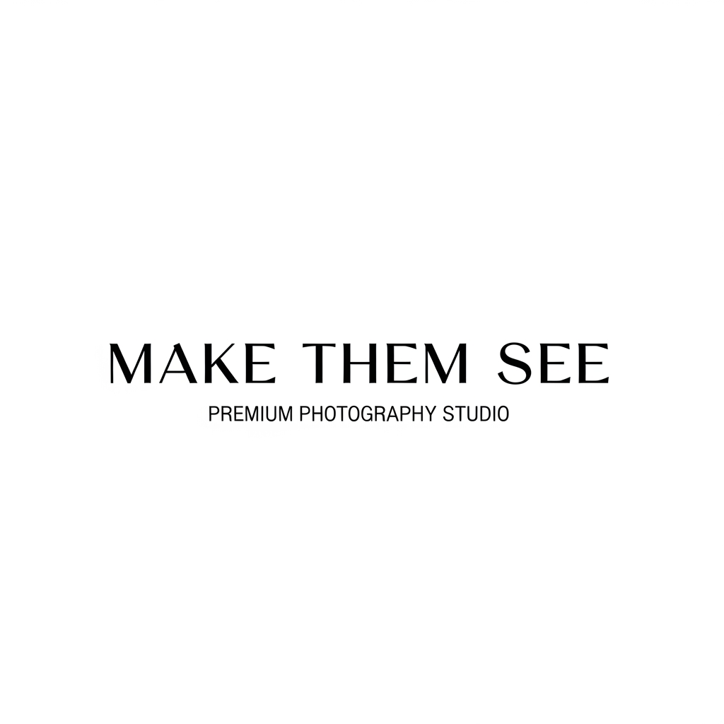 AI Design for Sophisticated wordmark logo for “Make Them See”, premium photography studio branding, refined custom typography, high-end luxury aesthetic, spaced lettering, minimalist design, monochrome black and white palette, editorial branding style, clean vector logo, timeless corporate creative identity