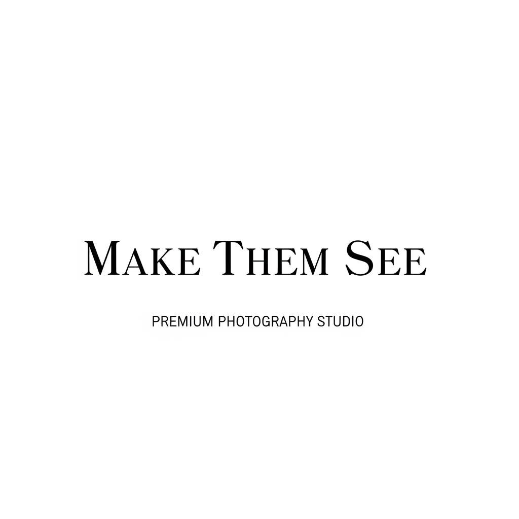 AI Design for Sophisticated wordmark logo for “Make Them See”, premium photography studio branding, refined custom typography, high-end luxury aesthetic, spaced lettering, minimalist design, monochrome black and white palette, editorial branding style, clean vector logo, timeless corporate creative identity