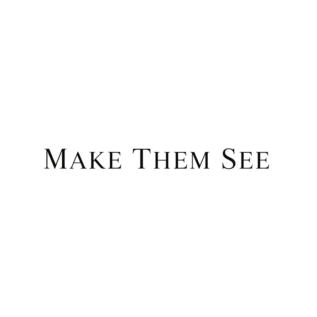 AI Design for Sophisticated wordmark logo for “Make Them See”, premium photography studio branding, refined custom typography, high-end luxury aesthetic, spaced lettering, minimalist design, monochrome black and white palette, editorial branding style, clean vector logo, timeless corporate creative identity