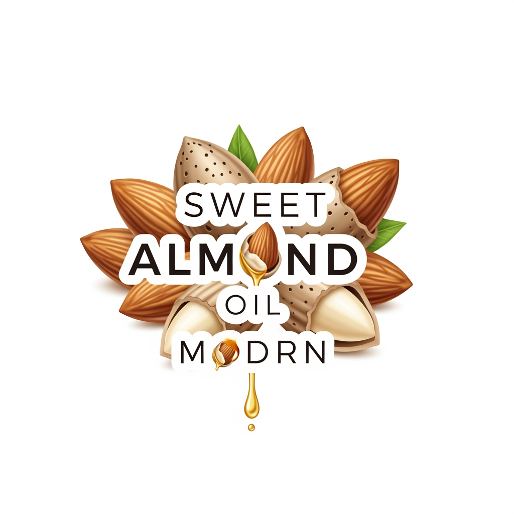 AI Design for I NEED A LOGO FOR MY BRAND SWEET ALMOND OIL MODRN PLEASE ADD REAL ICONS OF ALMOND