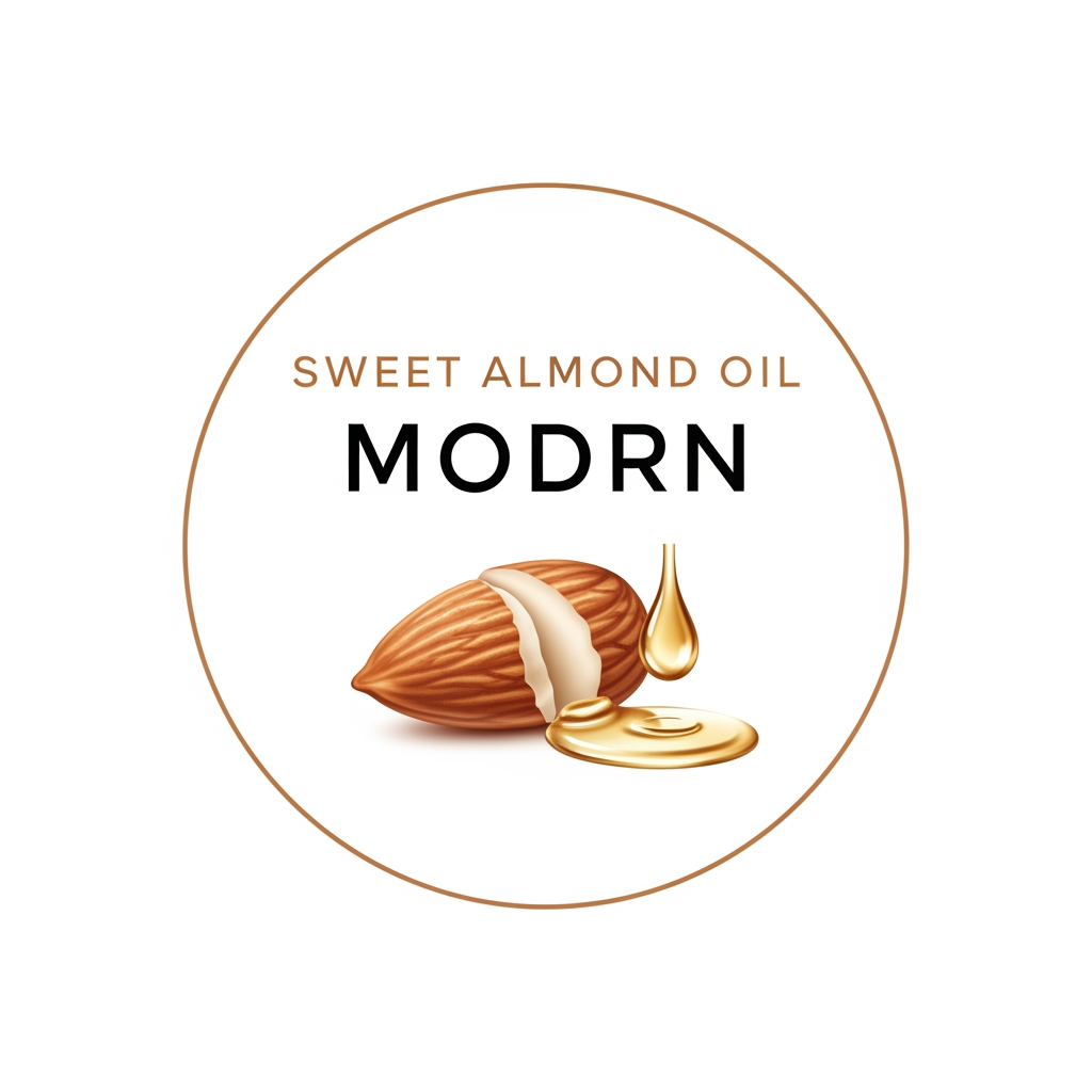 AI Design for I NEED A LOGO FOR MY BRAND SWEET ALMOND OIL MODRN PLEASE ADD REAL ICONS OF ALMOND