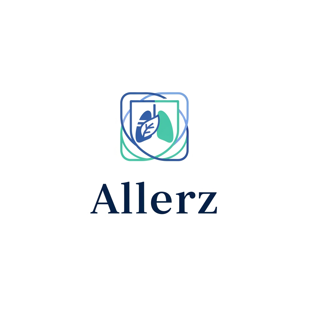 AI Design for Design a modern, minimal, and premium logo for a healthcare brand named "Allerz", a specialized allergy and immunology clinic. The logo should look like a trusted medical institution rather than a pharmaceutical company. Use clean geometric forms inspired by wellness, protection, breathing, immunity, and patient care. Elegant sans-serif typography, balanced proportions, minimal icon, professional healthcare aesthetics, timeless design, flat vector style, medical blue and teal color palette, white background, highly recognizable and scalable.
