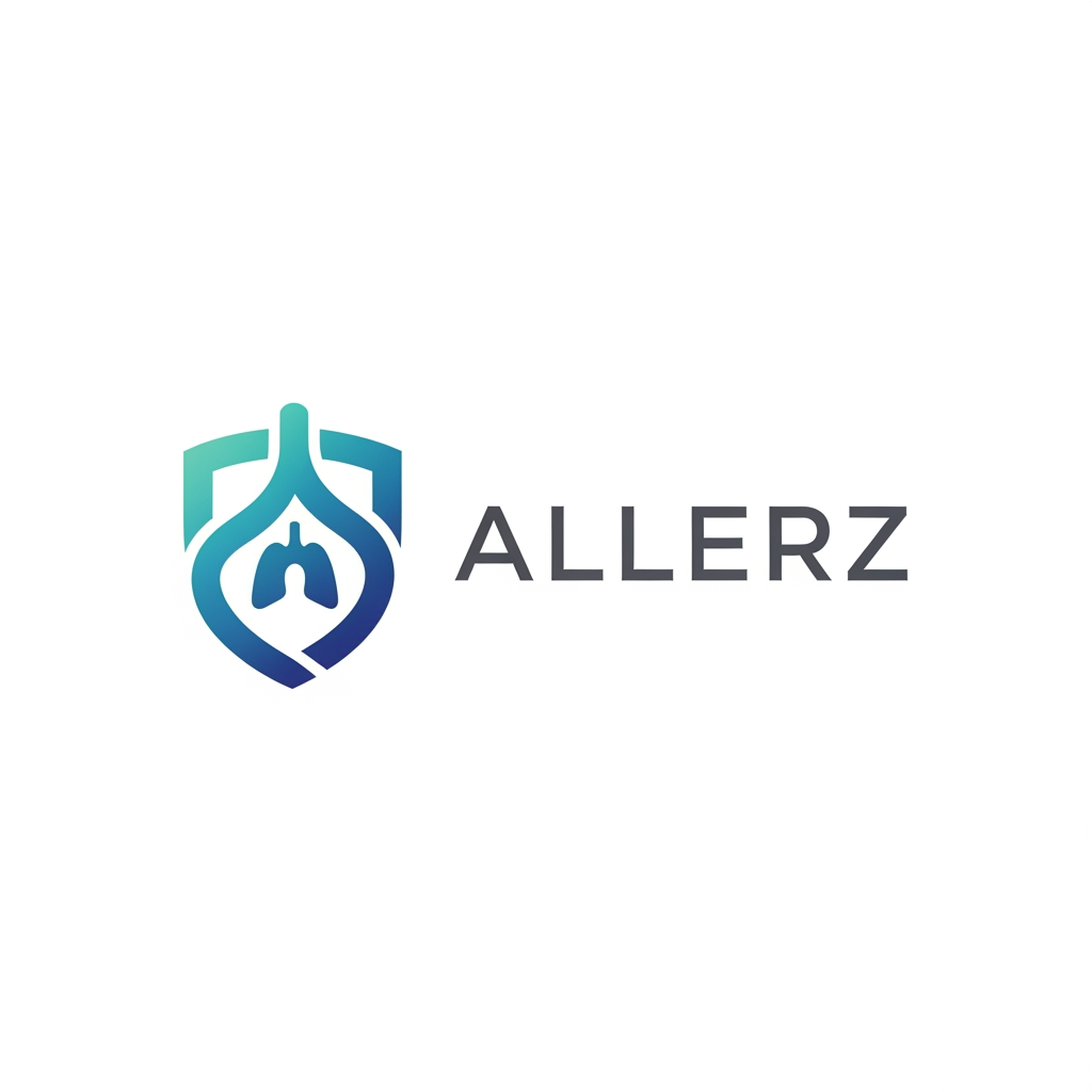 AI Design for Design a modern, minimal, and premium logo for a healthcare brand named "Allerz", a specialized allergy and immunology clinic. The logo should look like a trusted medical institution rather than a pharmaceutical company. Use clean geometric forms inspired by wellness, protection, breathing, immunity, and patient care. Elegant sans-serif typography, balanced proportions, minimal icon, professional healthcare aesthetics, timeless design, flat vector style, medical blue and teal color palette, white background, highly recognizable and scalable.