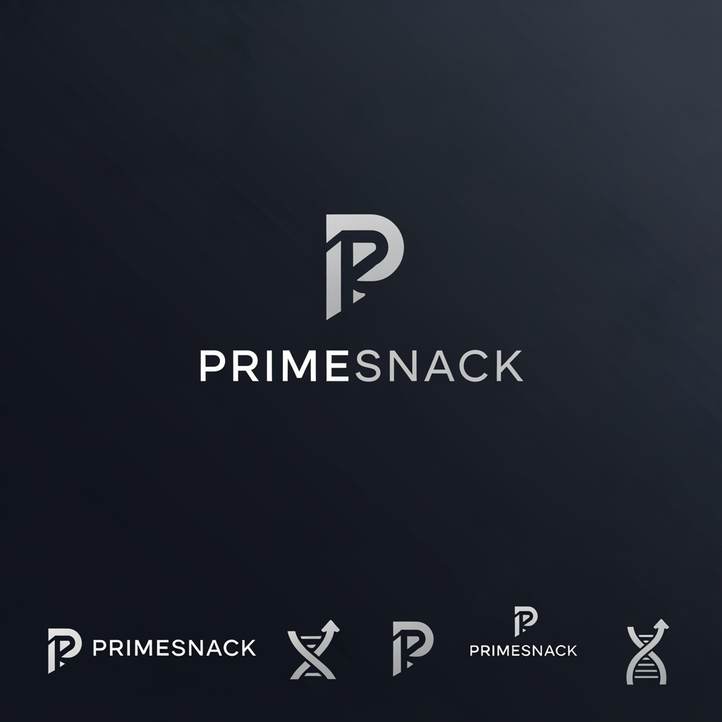 AI Design for Create a world-class brand identity for PRIMESNACK, a future-focused healthy snack and smart nutrition company. The logo should feel like the Nike, Apple, or Tesla of functional nutrition. Develop a sophisticated symbol and typography system that communicates trust, premium quality, performance, innovation, and long-term brand leadership. Minimal geometric construction, strategic negative space, highly memorable silhouette, timeless corporate branding, luxury consumer goods aesthetic, scalable vector logo, professional identity presentation, monochrome version, packaging mockup, brand guideline showcase, award-winning branding case study, Pentagram-level design quality, Behance featured project.