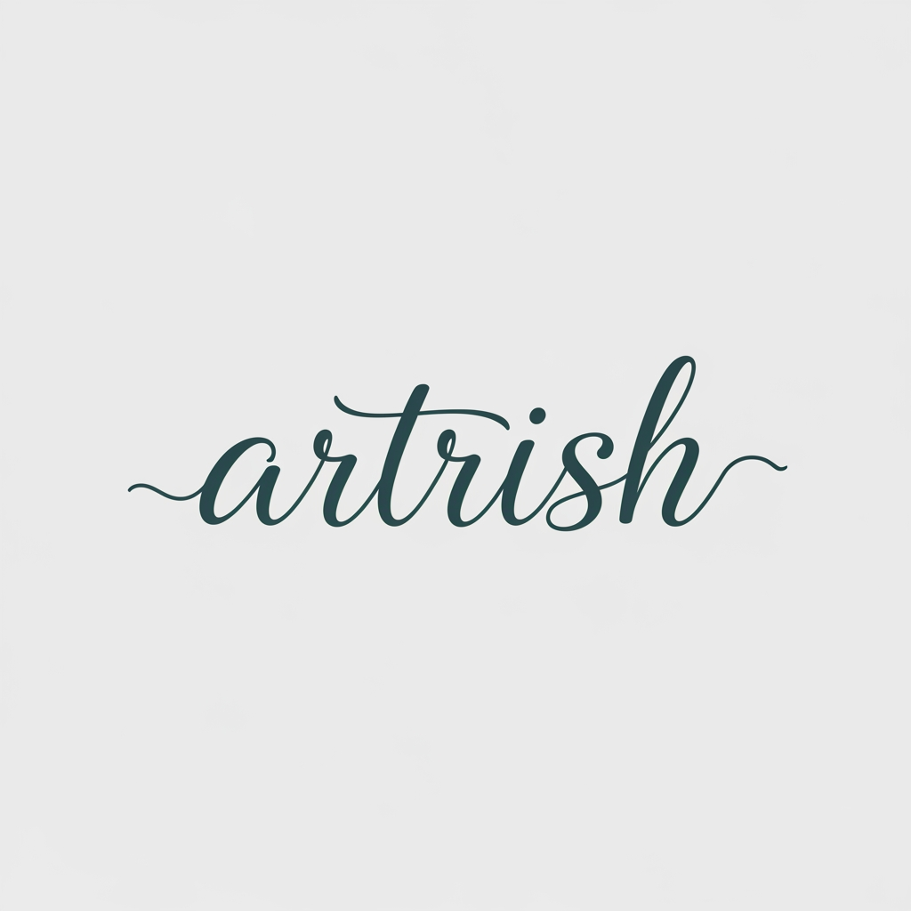 AI Design for make a logo artrish only text and simple and smoth