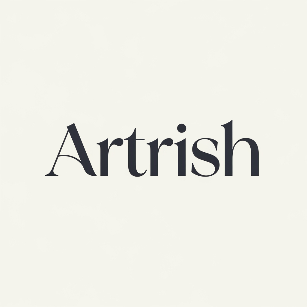 AI Design for make a logo artrish only text and simple and smoth